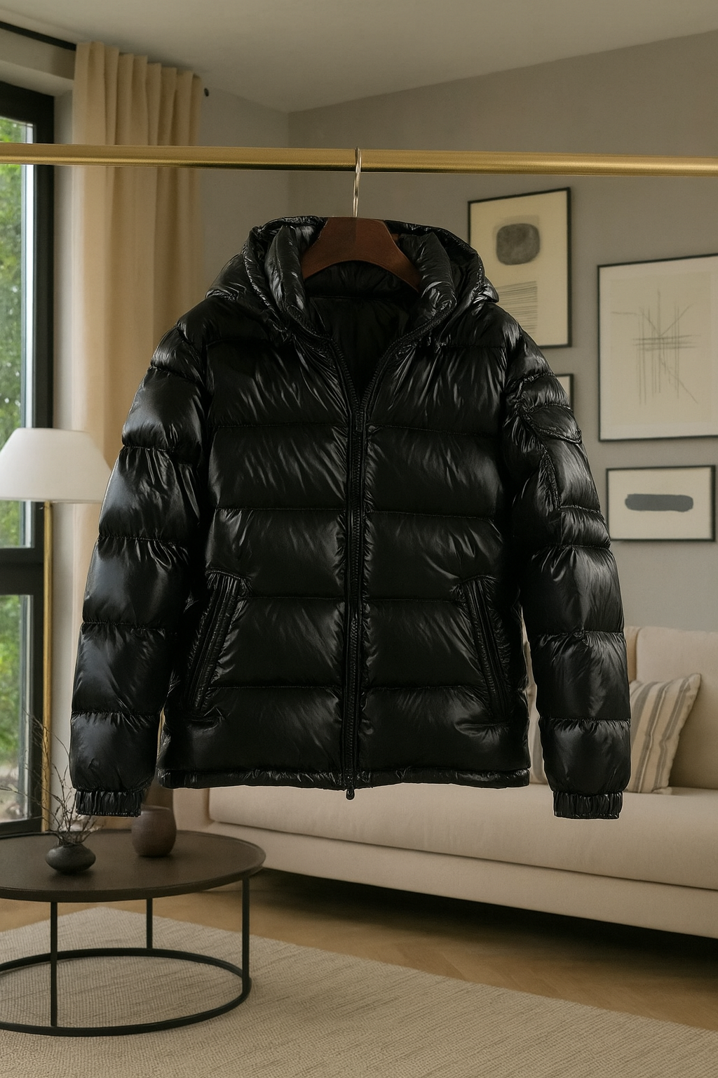 Men’s Glossy Hooded Winter Jacket – Thick Warm Puffer Coat