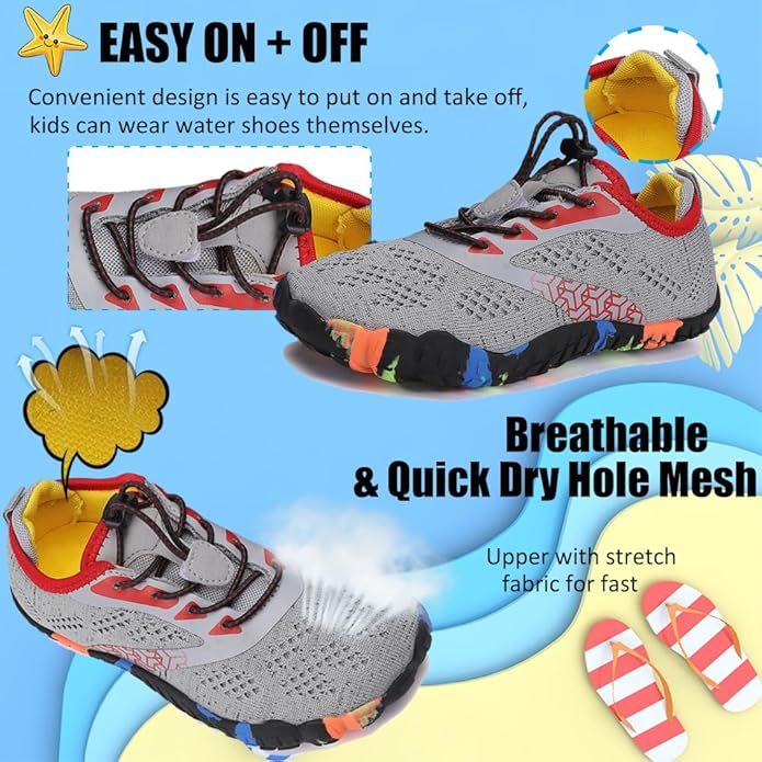Kids Trail Running Water Shoes - Quick Dry, Non-Slip Outdoor Shoes for Boys and Girls