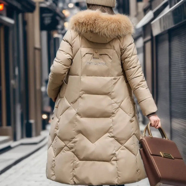 Warm Winter Coat with Faux Fur Hood & Extended Fit
