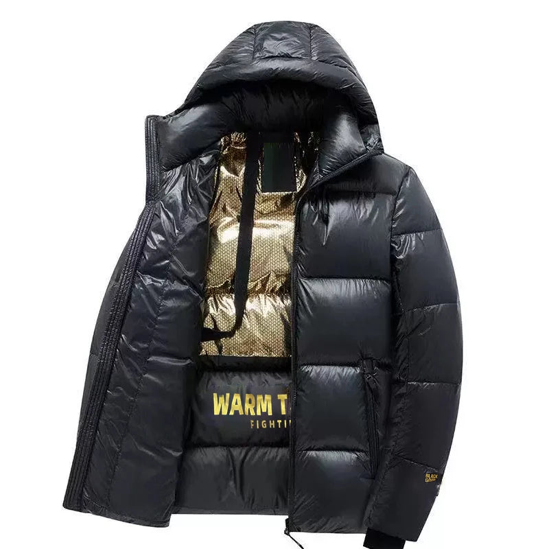 Men’s Winter Hooded Puffer Jacket – Thick Warm Casual Parka