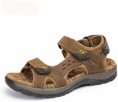 Men's Genuine Leather Sandals – Casual Summer Comfort Beach Slides