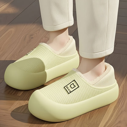 Women’s Fleece Winter Slippers – Non-Slip Cartoon Bear House Shoes