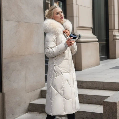 Warm Winter Coat with Faux Fur Hood & Extended Fit