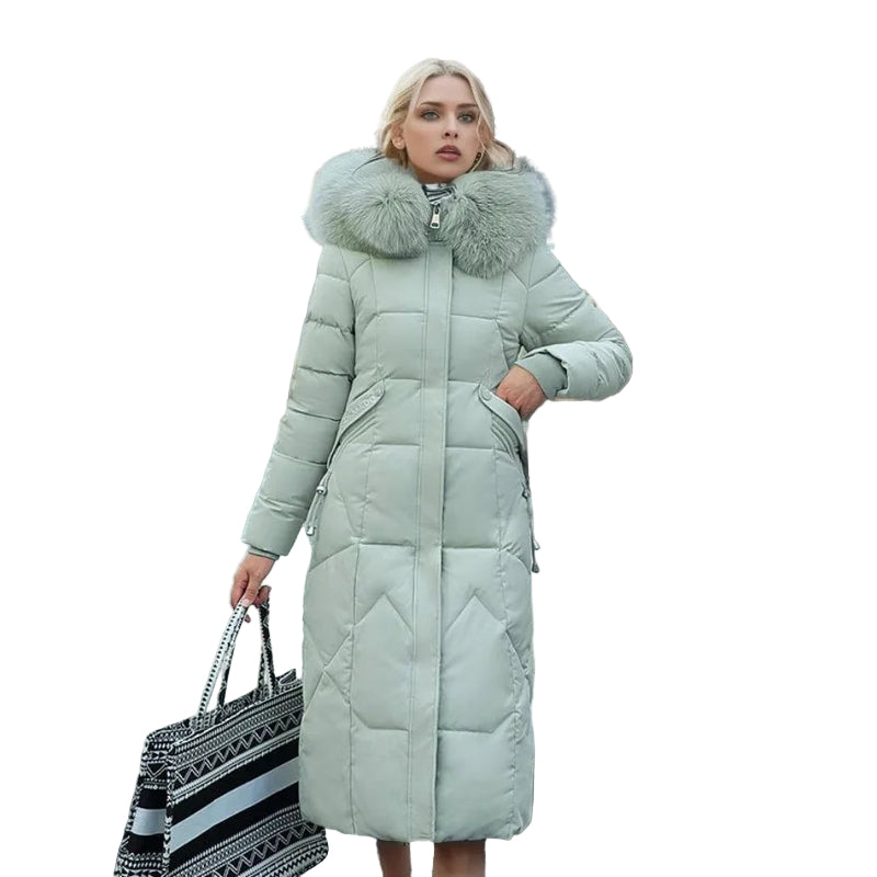 Warm Winter Coat with Faux Fur Hood & Extended Fit