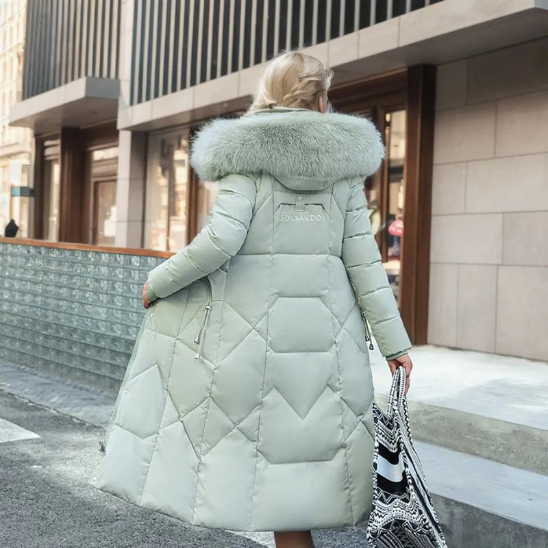 Warm Winter Coat with Faux Fur Hood & Extended Fit