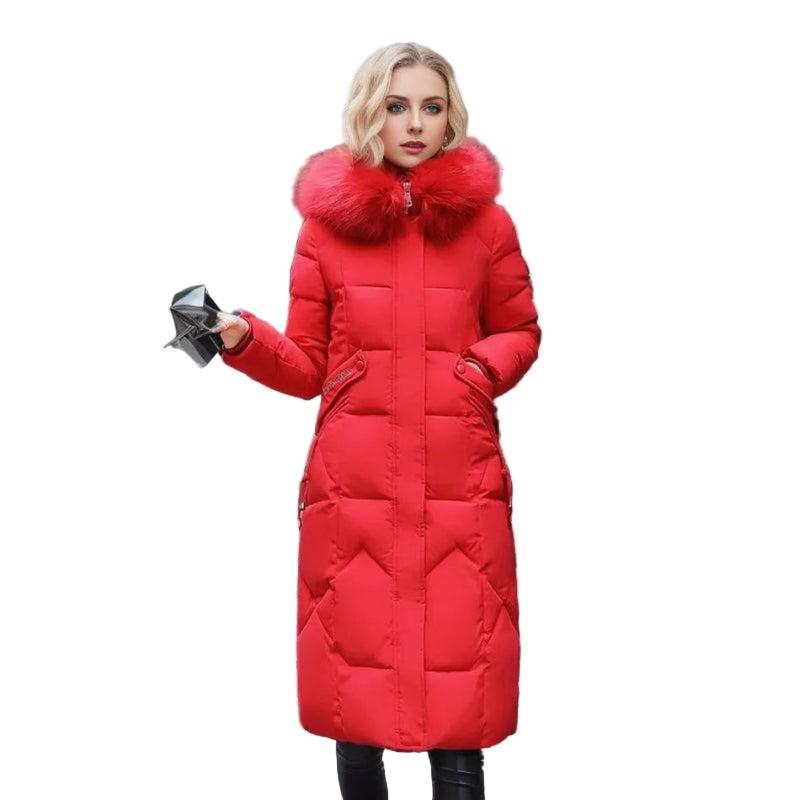 Warm Winter Coat with Faux Fur Hood & Extended Fit