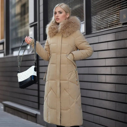 Warm Winter Coat with Faux Fur Hood & Extended Fit