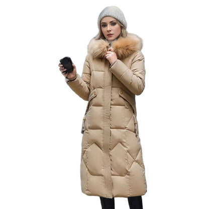 Warm Winter Coat with Faux Fur Hood & Extended Fit