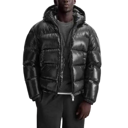 Men's Puffer Jacket with Hood | Padded Winter Jacket with Zipper