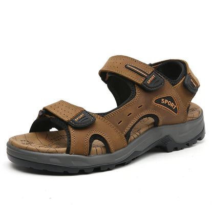 Men's Genuine Leather Sandals – Casual Summer Comfort Beach Slides