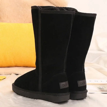Women Winter Snow Boots 2025 Waterproof Warm PU Leather Fur Knee