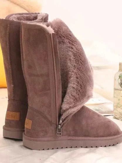 Women Winter Snow Boots 2025 Waterproof Warm PU Leather Fur Knee