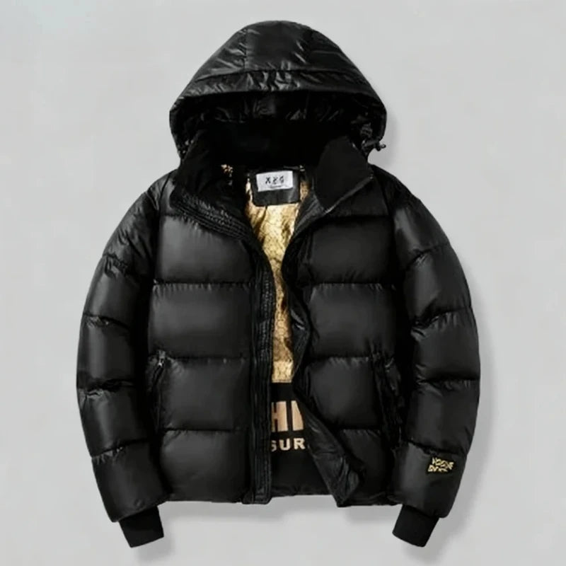 Men’s Winter Hooded Puffer Jacket – Thick Warm Casual Parka