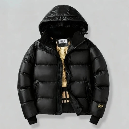 Men’s Winter Hooded Puffer Jacket – Thick Warm Casual Parka