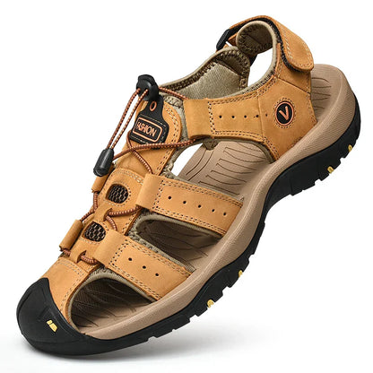 Men's Summer Sandals - Casual Leather Beach Shoes, Breathable Outdoor Sandals