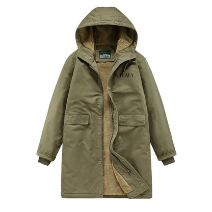 Men’s Winter Hooded Jacket with Fur Collar – Fleece Lined Warm Parka Coat