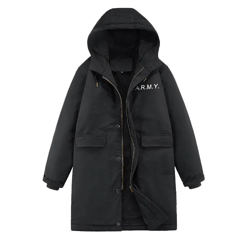 Men’s Winter Hooded Jacket with Fur Collar – Fleece Lined Warm Parka Coat