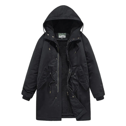 Men’s Winter Hooded Jacket with Fur Collar – Fleece Lined Warm Parka Coat