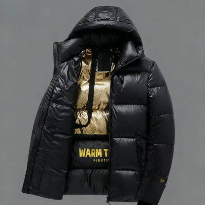 Men’s Winter Hooded Puffer Jacket – Thick Warm Casual Parka