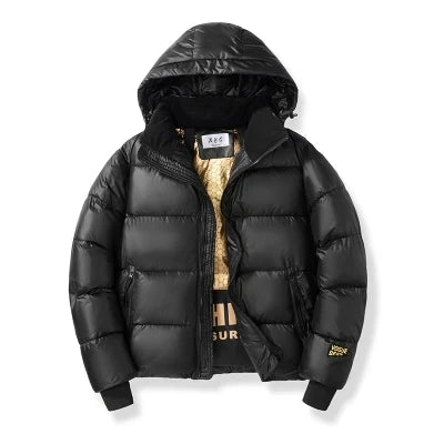 Men’s Winter Hooded Puffer Jacket – Thick Warm Casual Parka