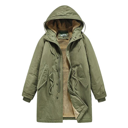 Men’s Winter Hooded Jacket with Fur Collar – Fleece Lined Warm Parka Coat