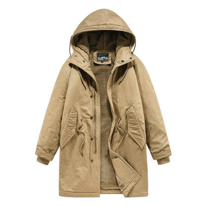 Men’s Winter Hooded Jacket with Fur Collar – Fleece Lined Warm Parka Coat