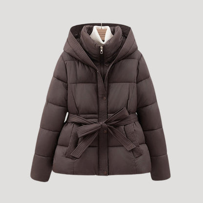 Women's Lined Jacket with Tie Belt | Short Outerwear with Hood