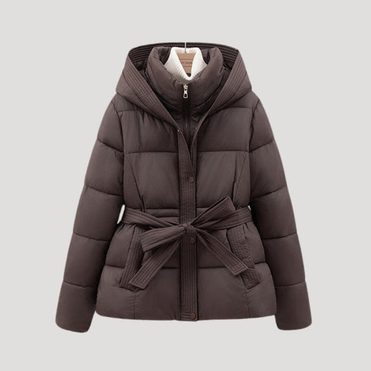 Women's Lined Jacket with Tie Belt | Short Outerwear with Hood